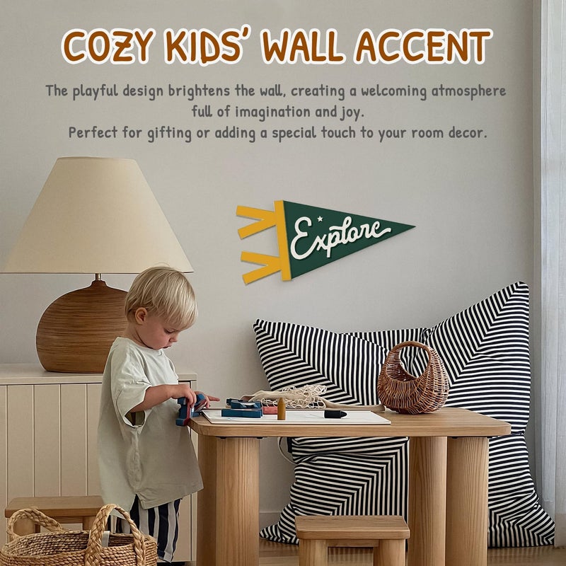 SJDFCSA Boys Room Decor, Adventure Nursery Wall Hanging Pennant Flag Banner, Retro Green Explore Wall Decorations for Kids Boys Toddler Nursery Room Bedroom Playroom Decor - Image 5